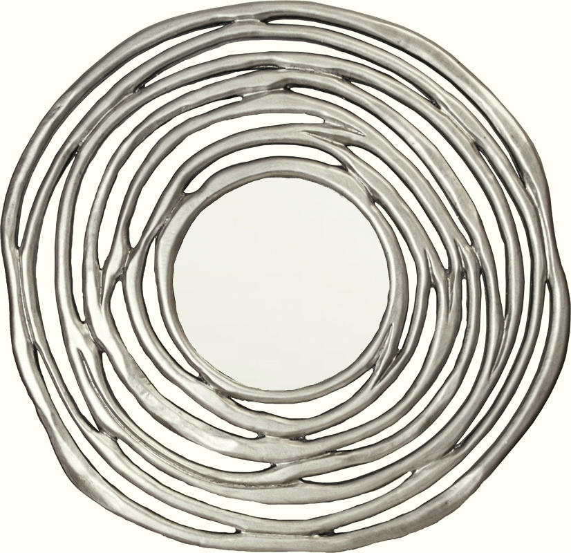 MS216 Wall décor art mirror silver modern round